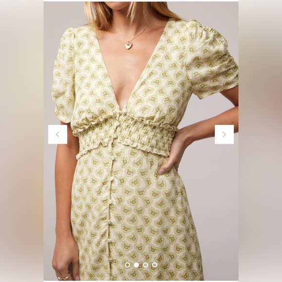 Urban Outfitters Kimchi Blue Ioni Midi Dress Yellow & Green Small - Picture 2 of 11